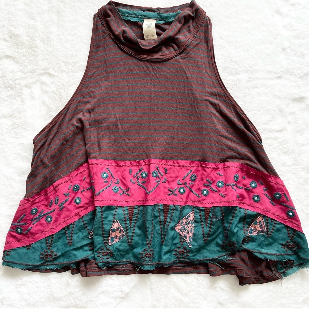 FREE PEOPLE/WE THE FREE Womens North South Tank Top Size Small Boho Artsy - Picture 2 of 8